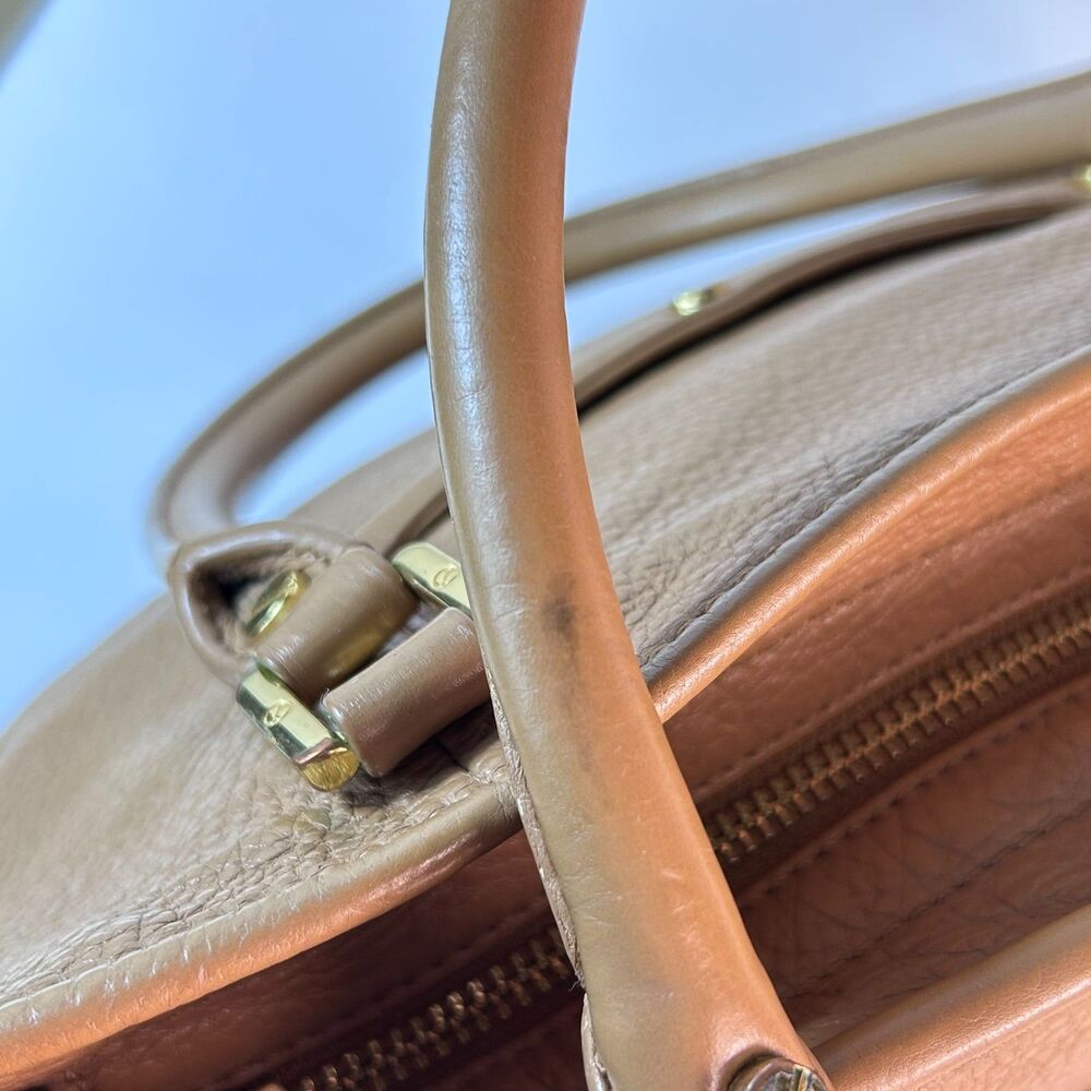 Tory Burch Amanda Caramel Tan Pebble Leather Dual Handle Satchel Tote Bag - Picture 12 of 16